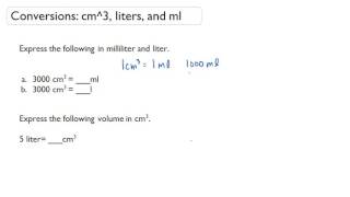 Conversions cm3 liters and ml [upl. by Goltz]