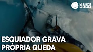 Esquiador grava própria queda em buraco na neve [upl. by Rramed]