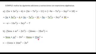 Adición y sustracción de expresiones algebraicas [upl. by Ydnih]