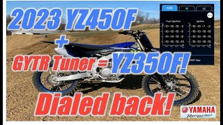 2023 YZ450F turned into YZ350F with Yamaha Power Tuner [upl. by Neelya168]