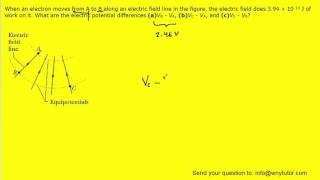 When an electron moves from a to b along an electric field [upl. by Newnorb]