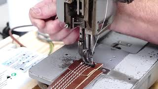 Adler 167GK373 Industrial Sewing Machine Servo motor leather sewing demonstration [upl. by Esimehc]