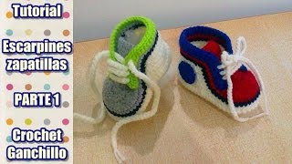 DIY Como tejer escarpines zapatitos zapatillas patucos para bebe a crochet ganchillo 12 [upl. by Wallack]