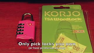 Picking 13 TSA combination padlock Korjo TSA007 picked amp decoded [upl. by Elayor708]