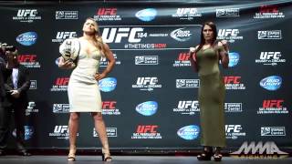 UFC 184 Ronda Rousey vs Cat Zingano Staredown [upl. by Adnorehs]