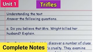 Trifles Exercise  Class 11 English  Questions Answers  Susan Gaspell [upl. by Enoyrt]