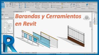 Barandillas en Revit  Configurar y crear Barandas Rejas y Cerramientos [upl. by Richers36]