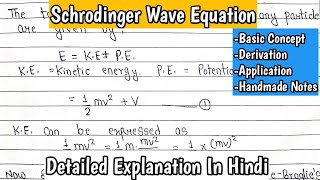 Schrodinger Wave Equation  Basic Concept  Derivation  Application  ImpFor BScMSc Notes [upl. by Tavis]