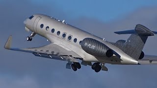 FullHD MPLUS Gulfstream G650 takeoff at GenevaGVALSGG [upl. by Limaj209]