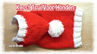 KerstTrui Voor Honden Leren Breien DIY Tutoral [upl. by Lizned]