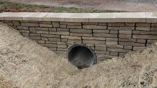 Belgard Quarry block retaining wall installation around culvert pipe in Gettysburg Pa DREAMscapes [upl. by Alleon]