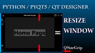 12 Python Resize App Window QSizeGrip Qt DesignerPyqt5 Pyside  Modern Flat GUI [upl. by Norud686]