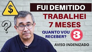 FUI DEMITIDO COM 7 MESES DE TRABALHO  QUAIS OS MEUS DIREITOS Aviso Prévio Indenizado [upl. by Wiltz]