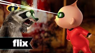 Incredibles 2  Baby Jack vs Raccoon Reversed [upl. by Hinze]