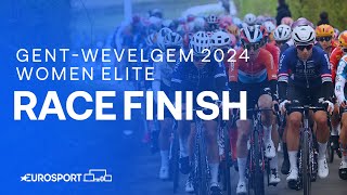 SUPER FINISH ⚡️  GentWevelgem 2024 Womens Race Finish  Eurosport Cycling [upl. by Eldnar852]