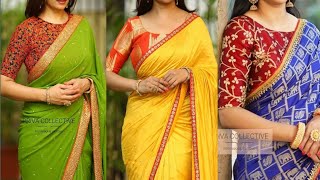 Designer Contrast Colour Blouse Designs For Silk Sarees  Contrast Saree Blouse Designs [upl. by Siocnarf]