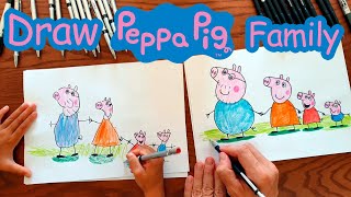 Draw a Peppa Pig FAMILY easy step by step TUTORIAL [upl. by Kung767]