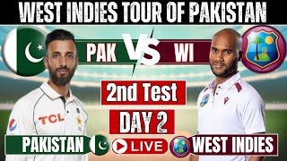 PAKISTAN vs WEST INDIES 2nd TEST MATCH DAY 2 LIVE COMMENTARY  PAK vs WI TEST LIVE [upl. by Sheena209]