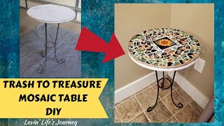 Trash to Treasure DIY Mosaic Table Tutorial [upl. by Perkins]