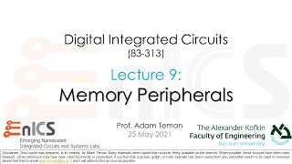 VLSI  Lecture 9a SRAM Peripherals  Overview [upl. by Nahgen]