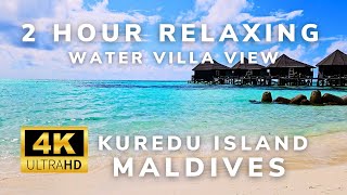 2 Hours of Serenity Ocean Waves at Kuredu Island Maldives with Stunning Water Villa View [upl. by Ennairoc296]