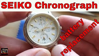 Seiko Chronograph battery replacement quartz movement 7T62 [upl. by Eng]