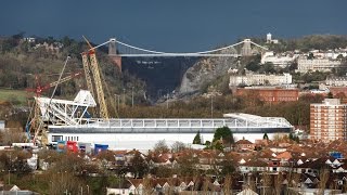 Ashton Gate Update West Stand Roof Lifted Into Place [upl. by Ahsyak810]