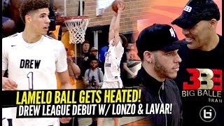 LaMelo Ball HEATS UP amp GOES OFF at The Drew League vs Pros w LONZO amp LaVar WATCHING [upl. by Narcis]