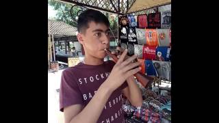 A teenager playing Armenian ZURNA handmade woodwind instrument  Sorna surnay birbyne lettish horn [upl. by Laurella]