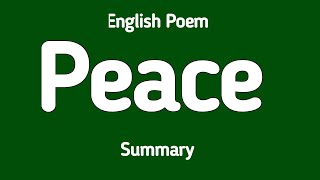 English Poem Peace Summary [upl. by Aday12]