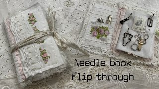 Handmade Needle book flip through  with silk ribbon embroideries by Odulcina [upl. by Jovitta]