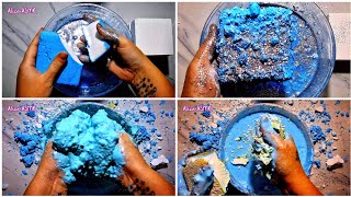 Blue Cornflour Dipped Gym Chalk  Bubbling Water Crumble  Messy Paste play amp Reforming [upl. by Asserak]