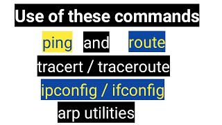 Use of ping and tracert  traceroute ipconfig  ifconfig route and arp utilities in Hindi [upl. by Anneuq971]