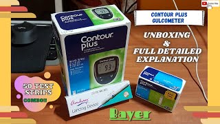 Bayer Contour PLUS Gulcometer With 50 Test Strips Unboxing amp Full Detailed Explanation [upl. by Atinrahc790]