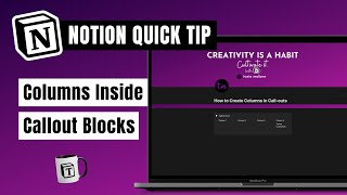 How to Create Columns Inside a Callout Block in Notion  QuickTip [upl. by Omarr510]