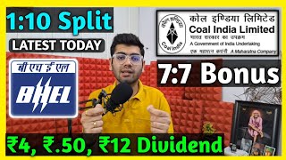 Coal India  BHEL • Stocks Declared High Dividend Bonus amp Split With Ex Dates [upl. by Dougall]