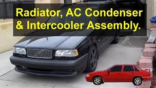 Radiator AC condenser intercooler assembly on the Volvo 850 S70 V70 etc  VOTD [upl. by Cissie]