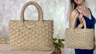 Bolsa de croche com alça Fio de juta Bolsa de mão em crochêCrochet bag pattern Bolsa Serena [upl. by Tabib]