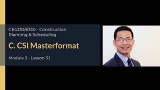 Lesson 3 1C CSI Masterformat [upl. by Irdua]