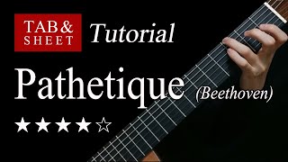 Pathetique 2nd Mov  Guitar Lesson  TAB [upl. by Streetman]