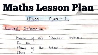 Mathematics Lesson Plan [upl. by Ahsimaj]