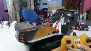 Unboxing and test new huina 1592 excavator scale 114 [upl. by Oramug183]