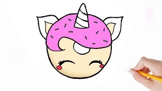 HOW TO DRAW A UNICORN DONUT KAWAII LEREN TEKENEN [upl. by Lsil]