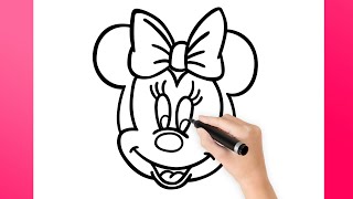 COMO DESENHAR O ROSTO DA MINNIE MOUSE [upl. by Eelnyl]