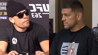 Nate Diaz Passes BLUNT to Nick Diaz during UFC 263 PostFight Press Conference [upl. by Alysia]