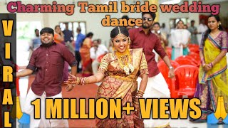 South Indian Tamil bride surprise wedding danceMambattiyanBigilThangachiWedding flashmobEntry [upl. by Katt]