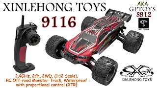 XINLEHONG TOYS 9116 GPTOYS S912 24GHz 2Ch 2WD 112 Scale RC Offroad Monster Truck RTR [upl. by Coit]