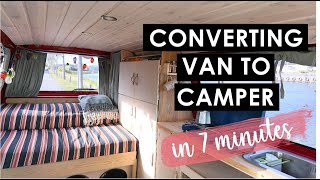 Converting Van to Camper in 7 Minutes  VW Transporter T4 [upl. by Ddot]