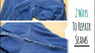 How to Repair SEAMS in Clothing  Hand Sewing Tutorial  Mending Sweatpants [upl. by Repsac204]