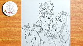 Easy Radhakrishna Drawing for Beginners  Lord Shree Radhakrishna Drawing Step by Step [upl. by Maurita]